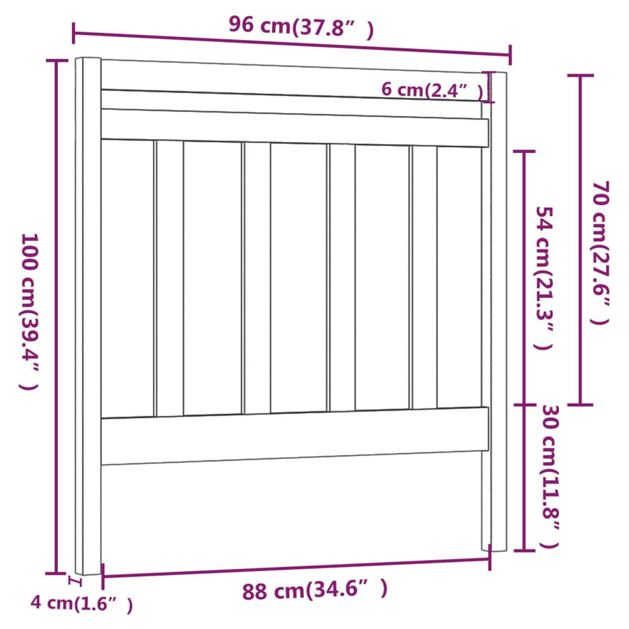 Hoofdbord 96X4X00 Cm Massief Grenenhout 96 x 100 cm Grijs