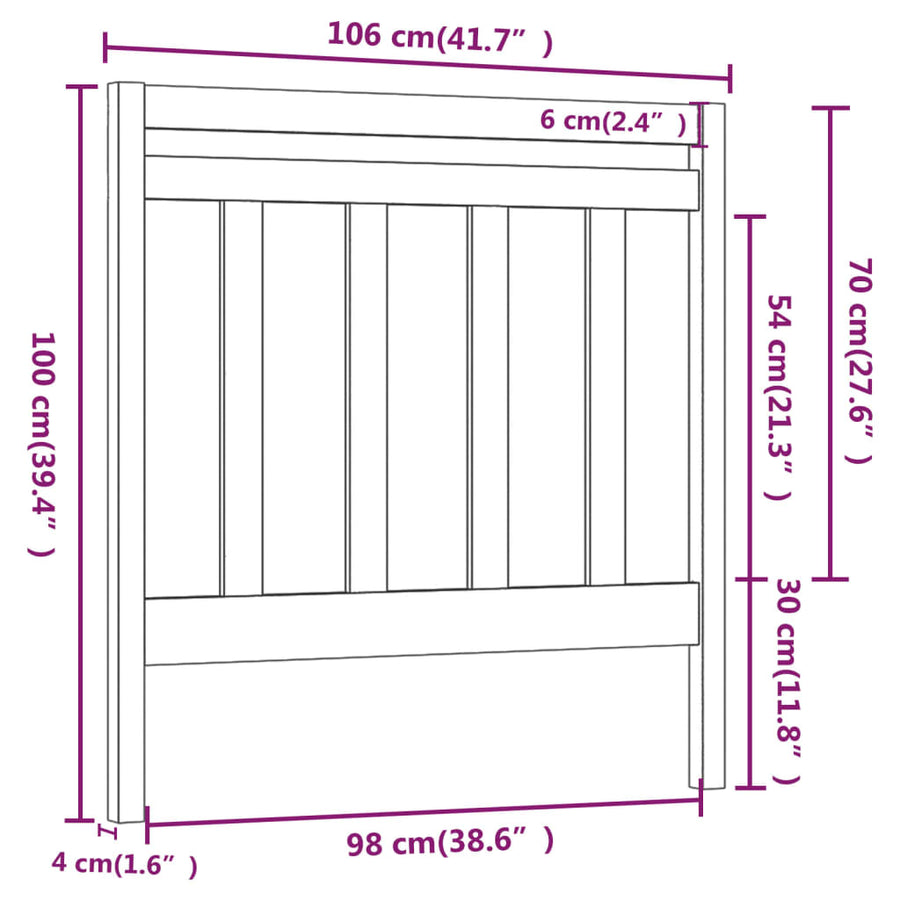 Hoofdbord 06X4X00 Cm Massief Grenenhout 106 x 100 cm Grijs