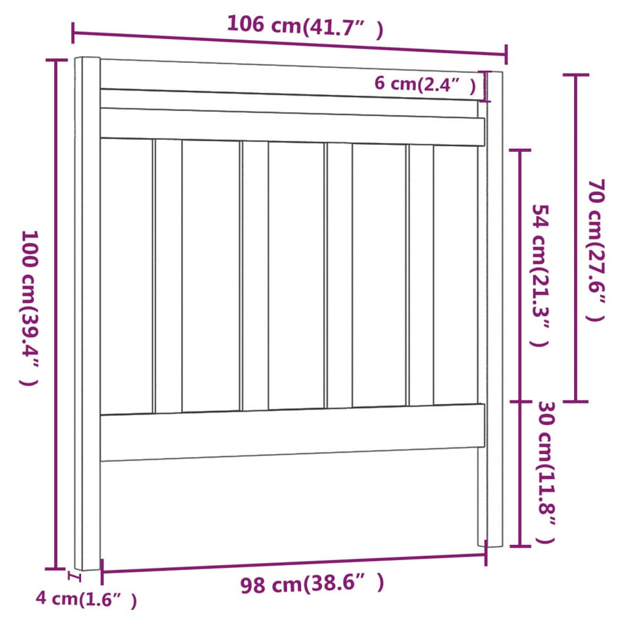 Hoofdbord 06X4X00 Cm Massief Grenenhout 106 x 100 cm Honingbruin