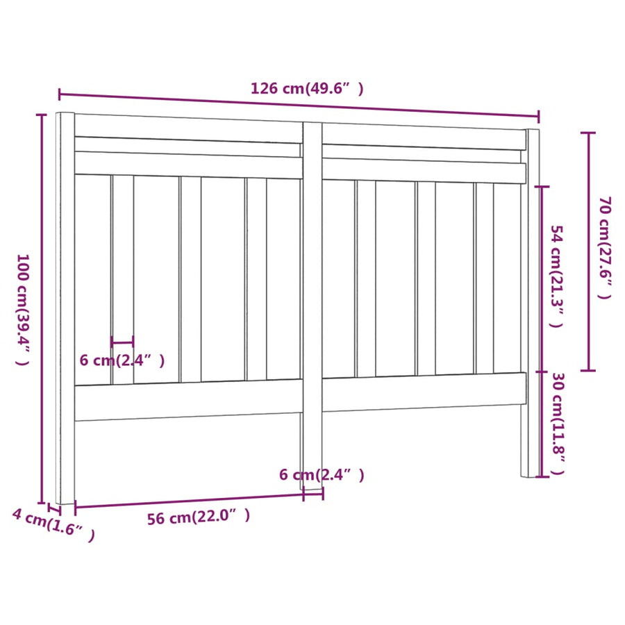 Hoofdbord 26X4X00 Cm Massief Grenenhout 126 x 100 cm Honingbruin