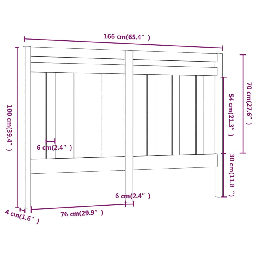 Hoofdbord 66X4X00 Cm Massief Grenenhout 166 x 100 cm Grijs