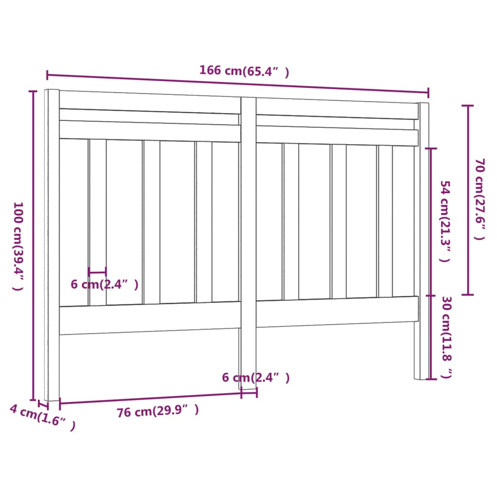 Hoofdbord 66X4X00 Cm Massief Grenenhout 166 x 100 cm Honingbruin