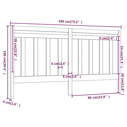 Hoofdbord 86X4X00 Cm Massief Grenenhout 186 x 100 cm Zwart