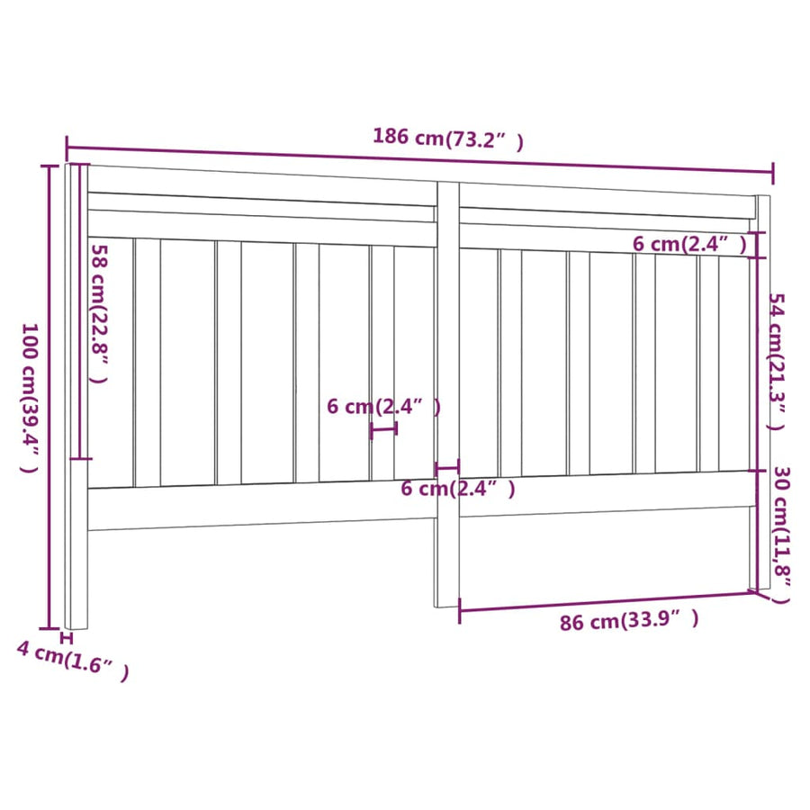 Hoofdbord 86X4X00 Cm Massief Grenenhout 186 x 100 cm Zwart