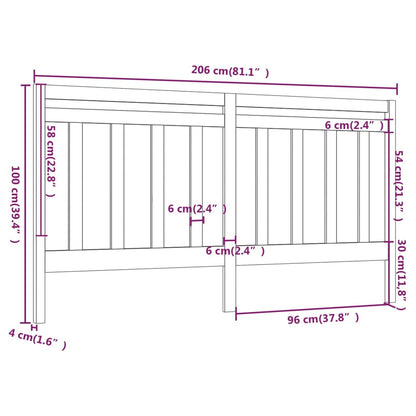 Hoofdbord 206X4X00 Cm Massief Grenenhout 206 x 100 cm Honingbruin