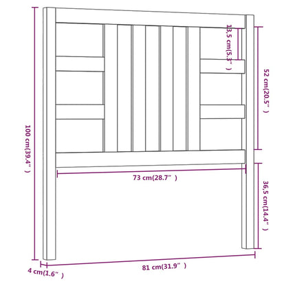 Hoofdbord 8X4X00 Cm Massief Grenenhout 81 x 100 cm Zwart