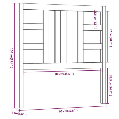 Hoofdbord 96X4X00 Cm Massief Grenenhout 96 x 100 cm Grijs