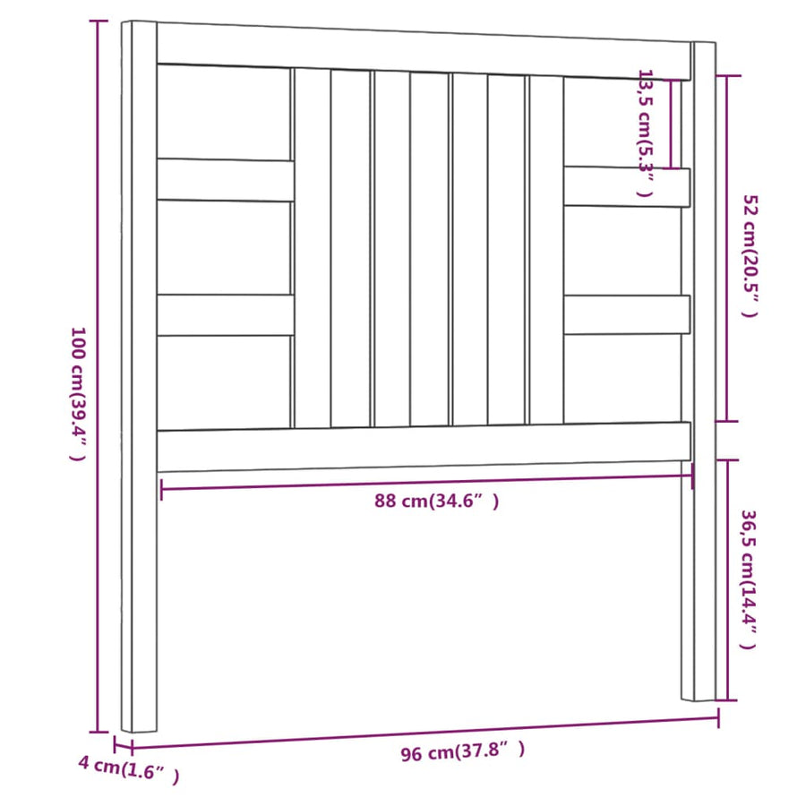 Hoofdbord 96X4X00 Cm Massief Grenenhout 96 x 100 cm Grijs