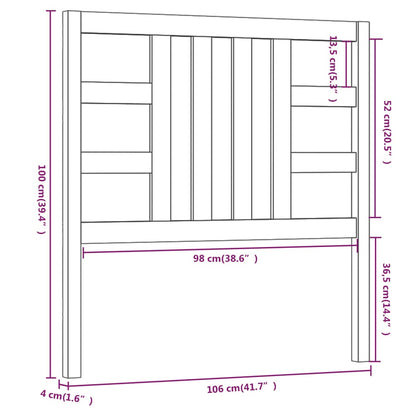 Hoofdbord 06X4X00 Cm Massief Grenenhout 106 x 100 cm Grijs