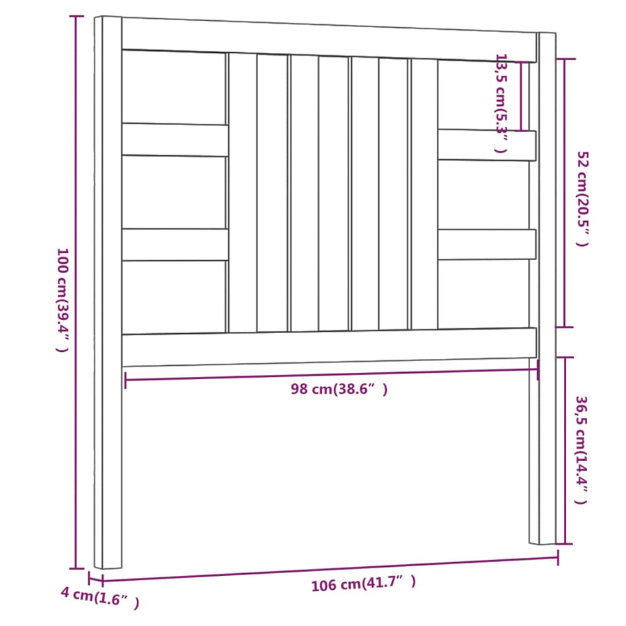 Hoofdbord 06X4X00 Cm Massief Grenenhout 106 x 100 cm Honingbruin