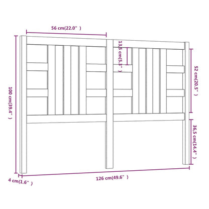 Hoofdbord 26X4X00 Cm Massief Grenenhout 126 x 100 cm Zwart