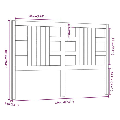 Hoofdbord 46X4X00 Cm Massief Grenenhout 146 x 100 cm Grijs