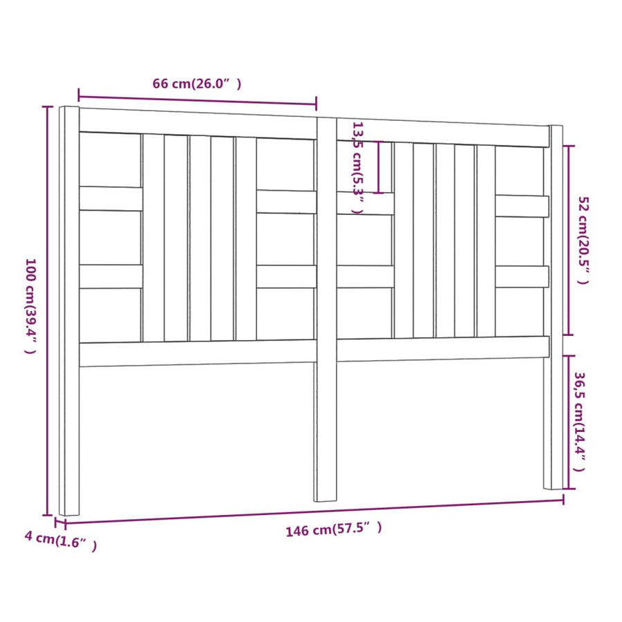 Hoofdbord 46X4X00 Cm Massief Grenenhout 146 x 100 cm Honingbruin
