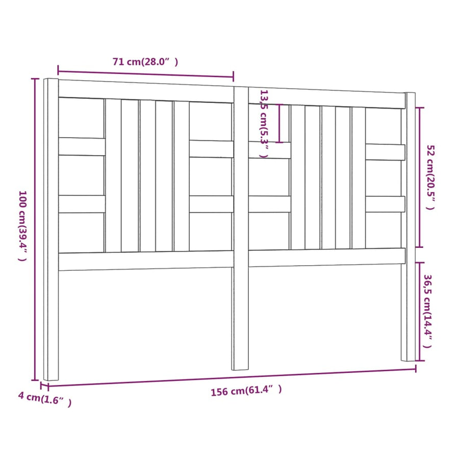 Hoofdbord 56X4X00 Cm Massief Grenenhout 156 x 100 cm Honingbruin
