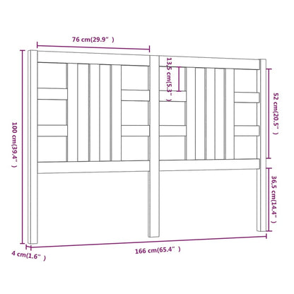 Hoofdbord 66X4X00 Cm Massief Grenenhout 166 x 100 cm Grijs
