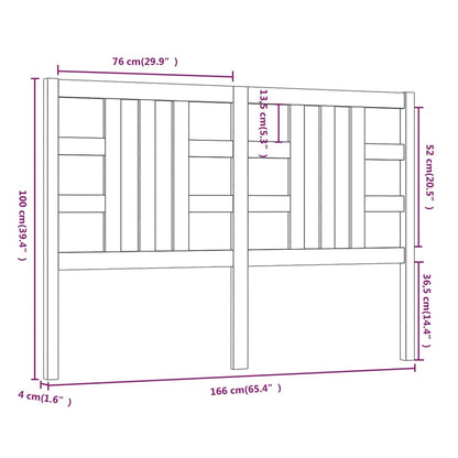 Hoofdbord 66X4X00 Cm Massief Grenenhout 166 x 100 cm Honingbruin