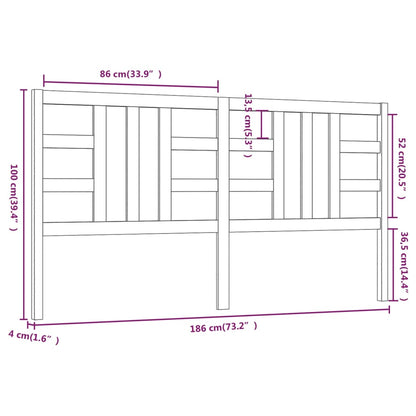 Hoofdbord 86X4X00 Cm Massief Grenenhout 186 x 100 cm Grijs