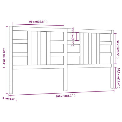 Hoofdbord 206X4X00 Cm Massief Grenenhout 206 x 100 cm Honingbruin