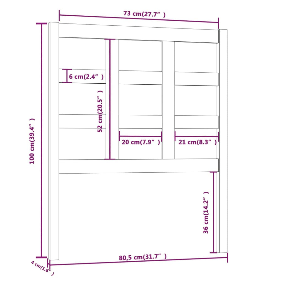 Hoofdbord 80,5X4X100 Cm Massief Grenenhout Wit