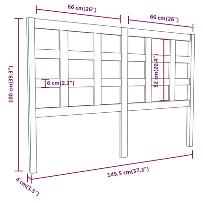 Hoofdbord 145,5X4X100 Cm Massief Grenenhout Zwart