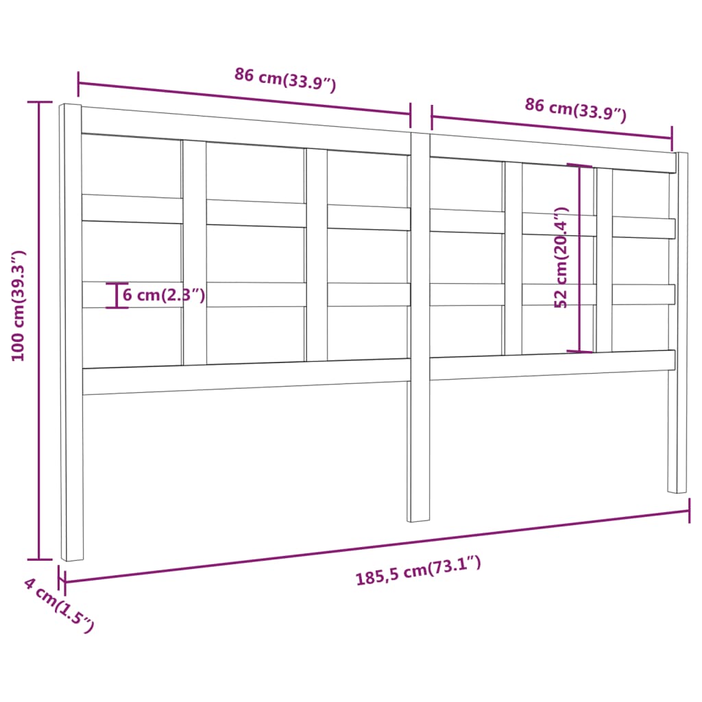 Hoofdbord 185,5X4X100 Cm Massief Grenenhout Honingbruin