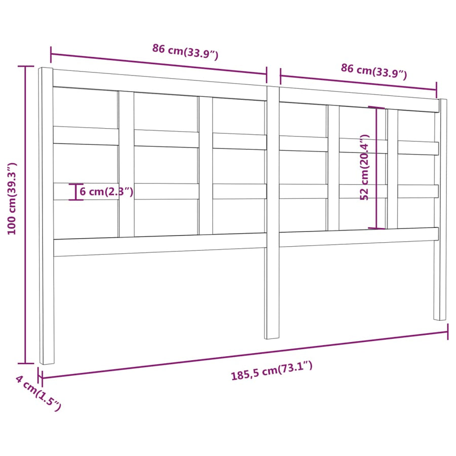 Hoofdbord 185,5X4X100 Cm Massief Grenenhout Honingbruin
