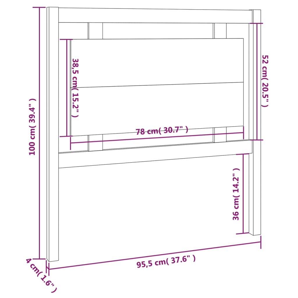Hoofdbord 95,5X4X100 Cm Massief Grenenhout Grijs