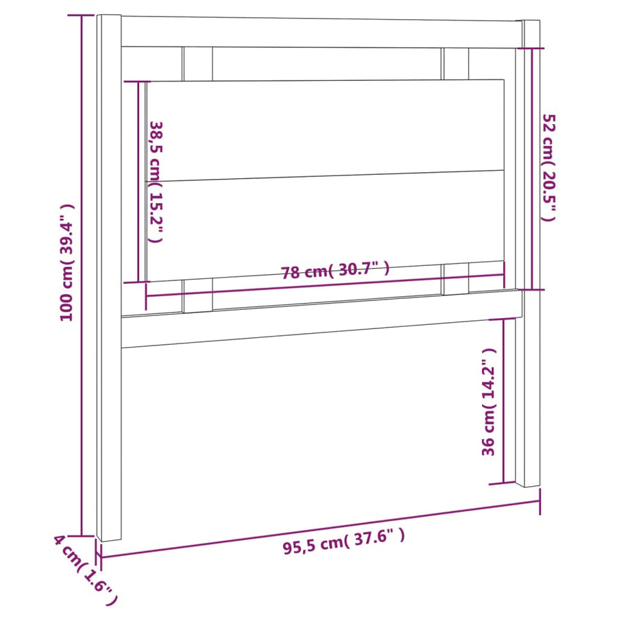 Hoofdbord 95,5X4X100 Cm Massief Grenenhout Grijs