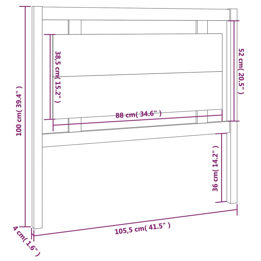 Hoofdbord 105,5X4X100 Cm Massief Grenenhout Honingbruin