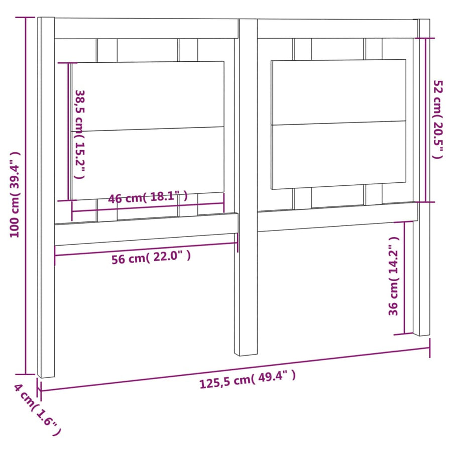 Hoofdbord 125,5X4X100 Cm Massief Grenenhout