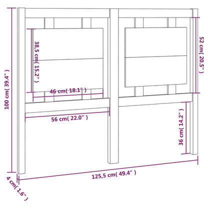 Hoofdbord 125,5X4X100 Cm Massief Grenenhout Wit