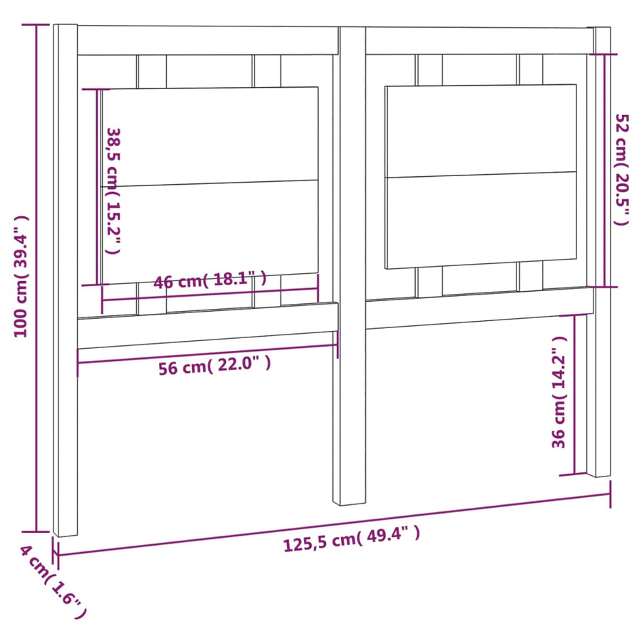 Hoofdbord 125,5X4X100 Cm Massief Grenenhout Wit