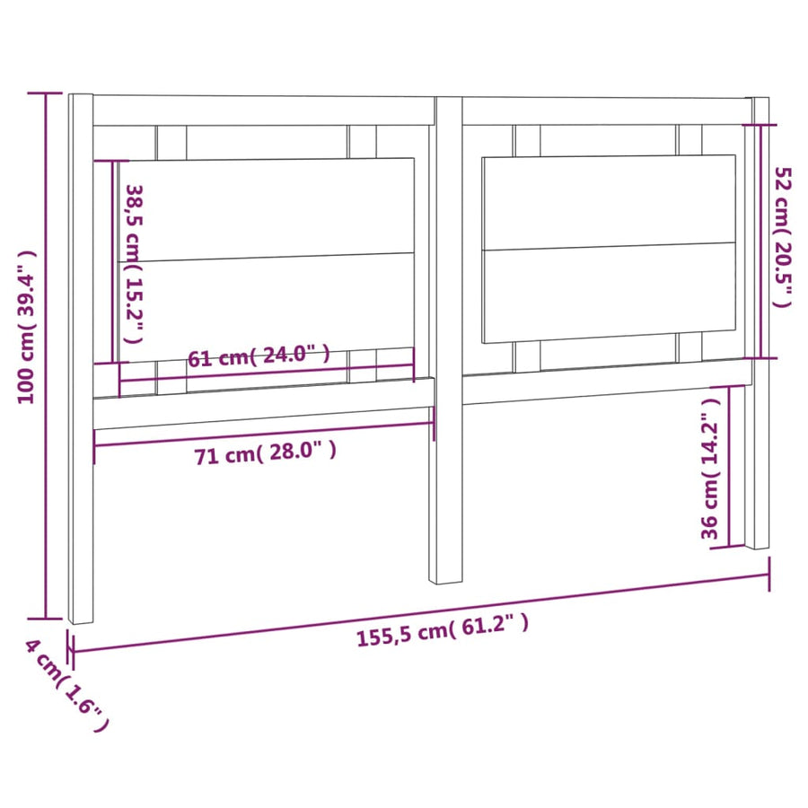 Hoofdbord 155,5X4X100 Cm Massief Grenenhout Honingbruin