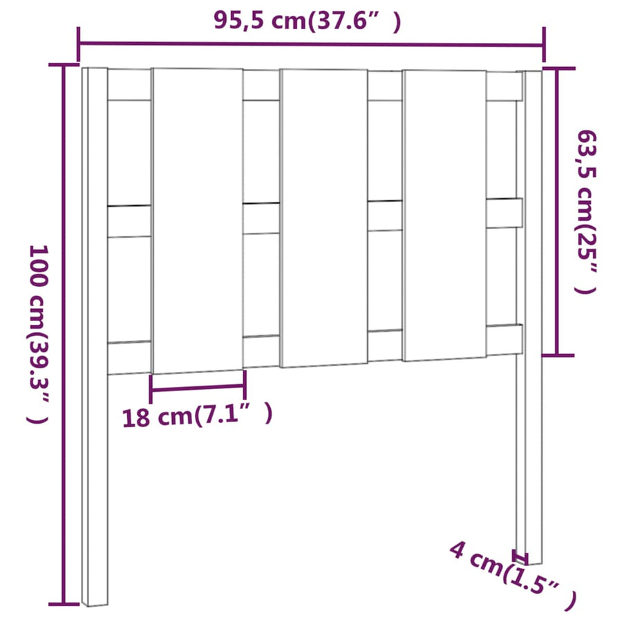 Hoofdbord 95,5X4X100 Cm Massief Grenenhout Zwart