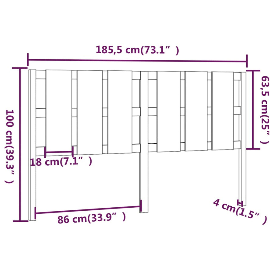 Hoofdbord 185,5X4X100 Cm Massief Grenenhout Honingbruin
