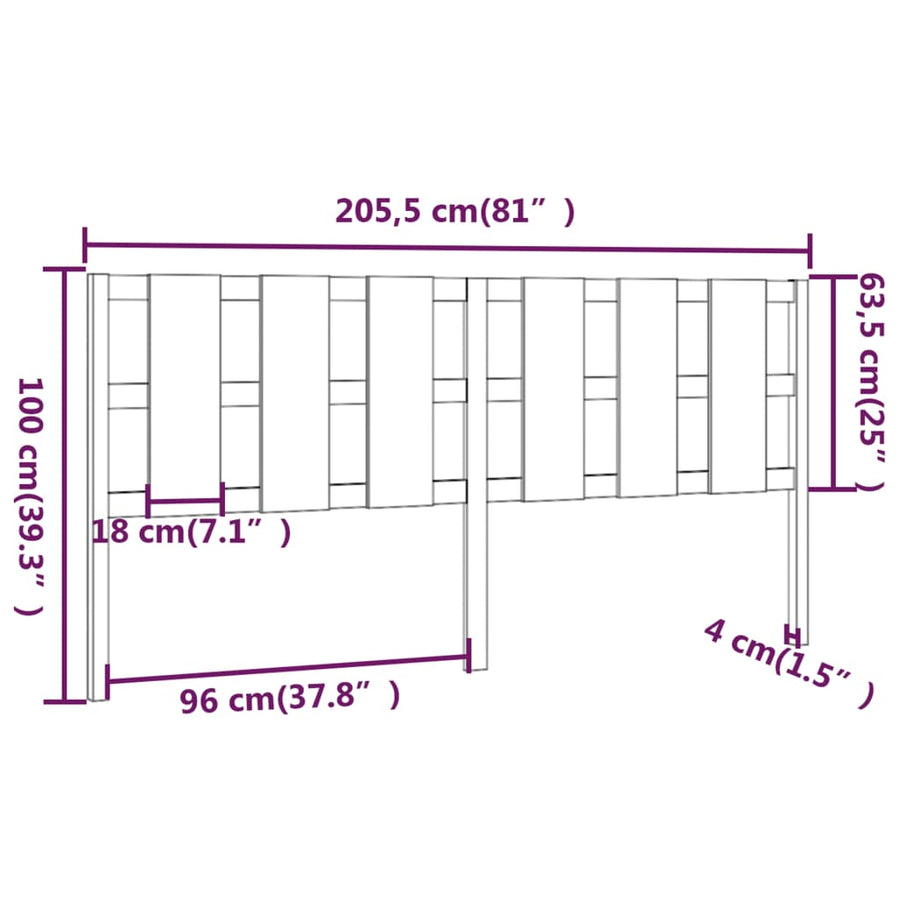 Hoofdbord 205,5X4X100 Cm Massief Grenenhout Honingbruin