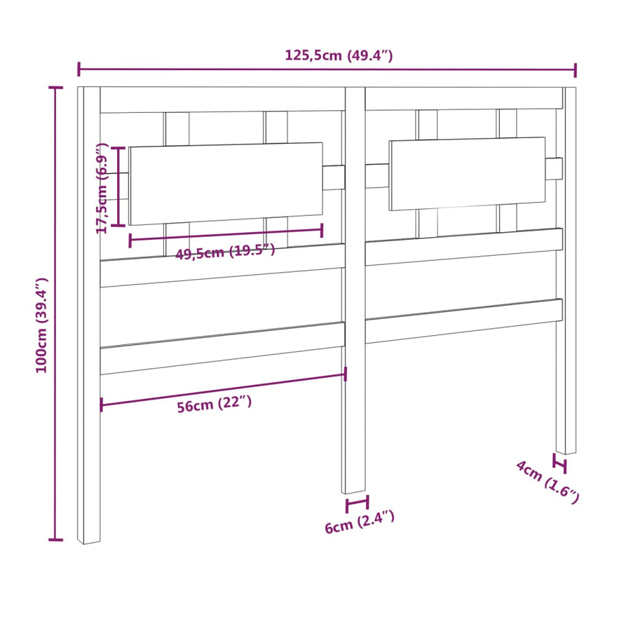 Hoofdbord 125,5X4X100 Cm Massief Grenenhout Honingbruin