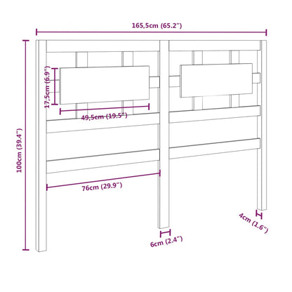 Hoofdbord 165,5X4X100 Cm Massief Grenenhout Grijs