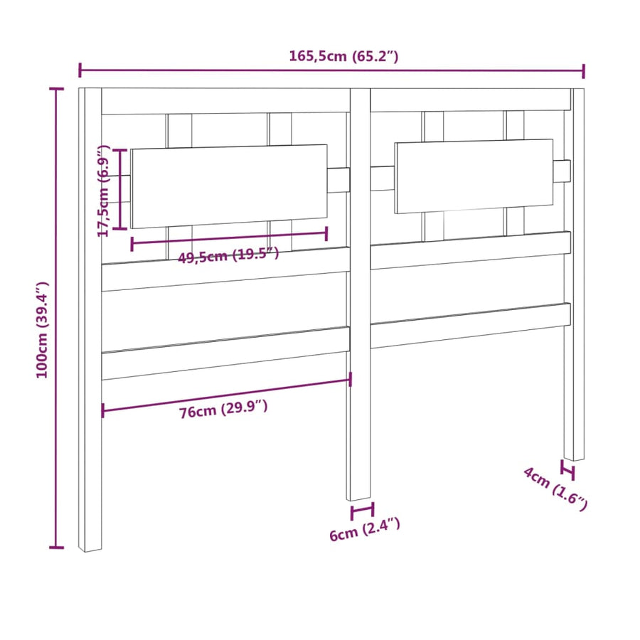 Hoofdbord 165,5X4X100 Cm Massief Grenenhout Honingbruin