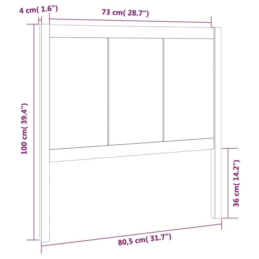 Hoofdbord 80,5X4X100 Cm Massief Grenenhout Grijs