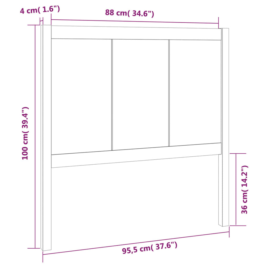 Hoofdbord 95,5X4X100 Cm Massief Grenenhout Zwart