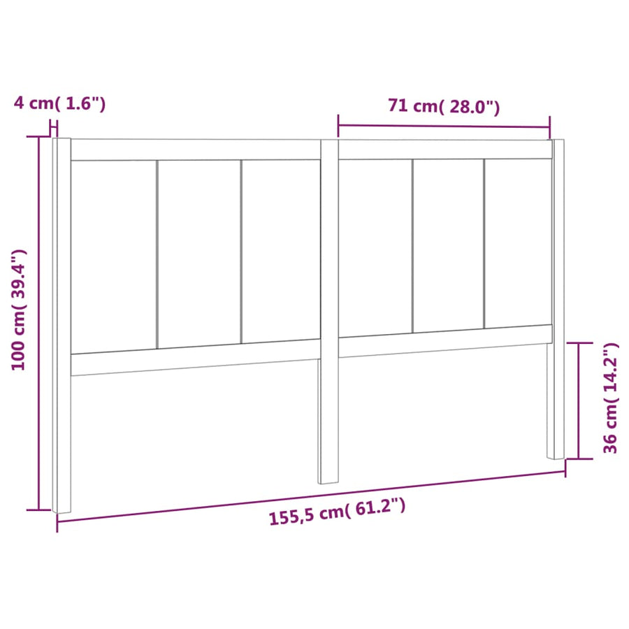 Hoofdbord 155,5X4X100 Cm Massief Grenenhout