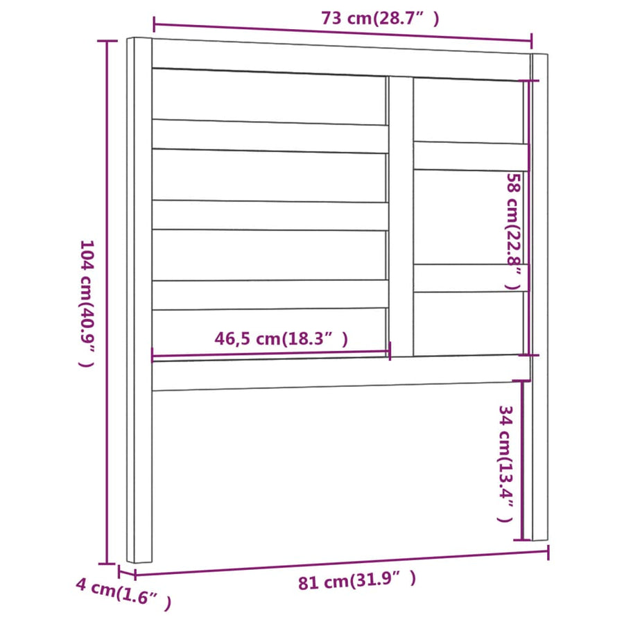 Hoofdbord 8X4X04 Cm Massief Grenenhout 81 x 104 cm Zwart