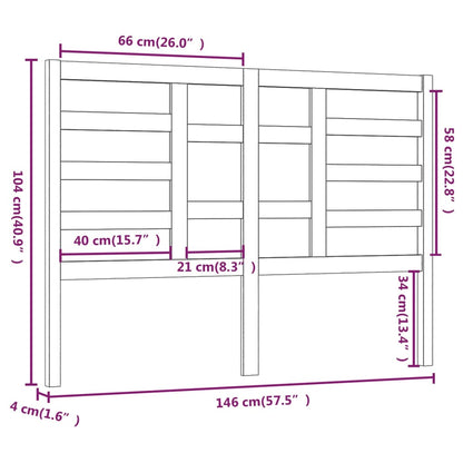 Hoofdbord 46X4X04 Cm Massief Grenenhout 146 x 104 cm Grijs