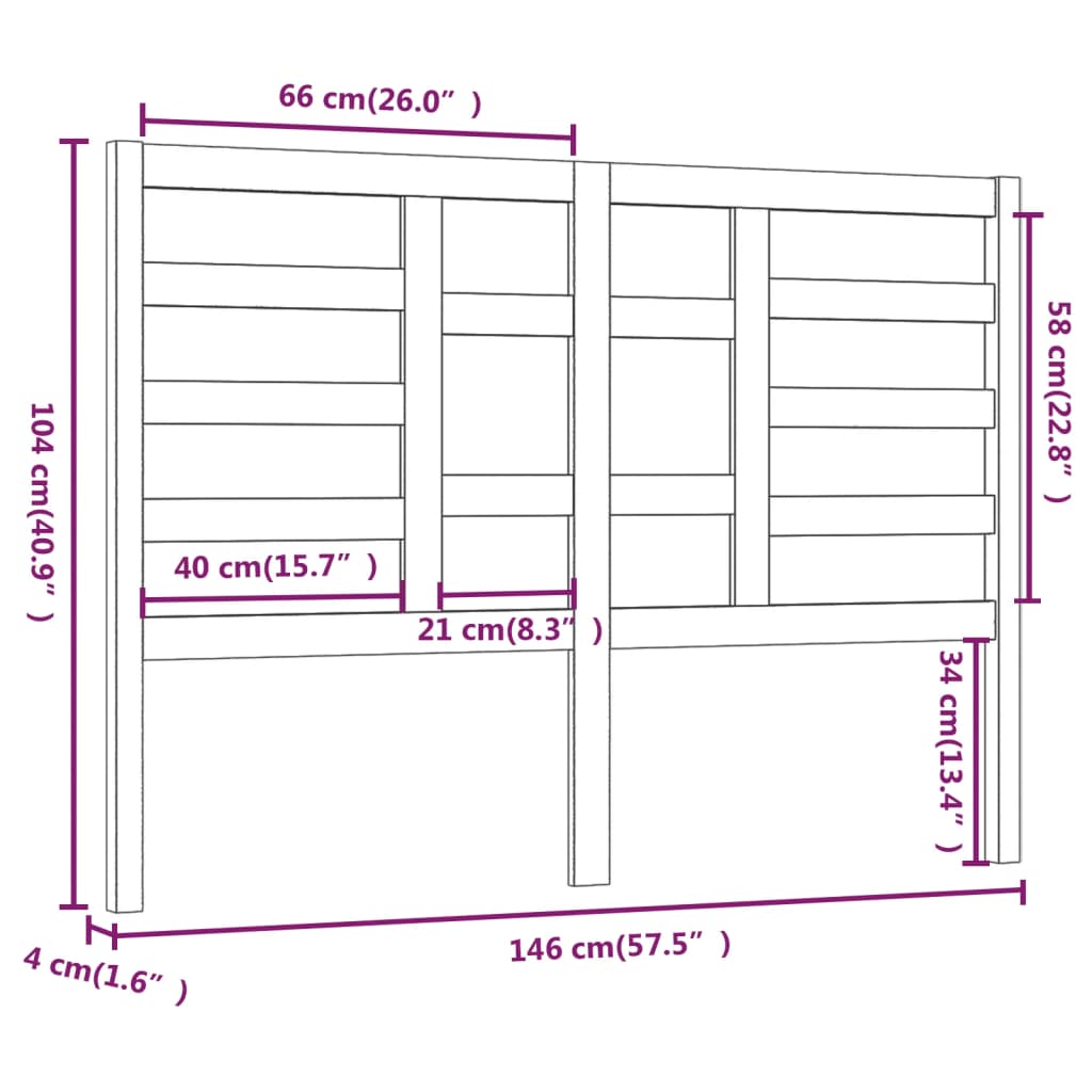 Hoofdbord 46X4X04 Cm Massief Grenenhout 146 x 104 cm Honingbruin