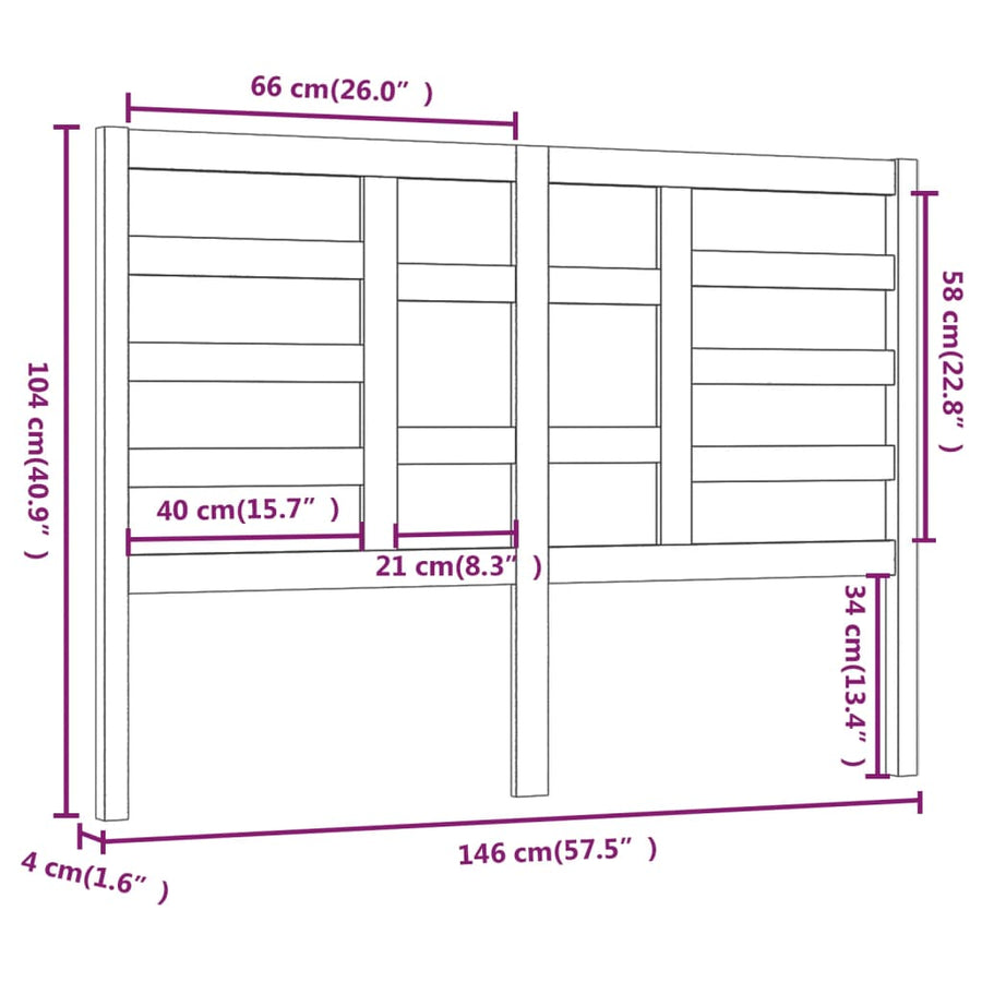 Hoofdbord 46X4X04 Cm Massief Grenenhout 146 x 104 cm Honingbruin