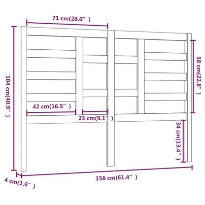 Hoofdbord 56X4X04 Cm Massief Grenenhout 156 x 104 cm Honingbruin