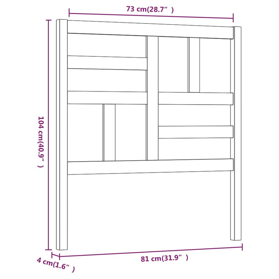 Hoofdbord 81x4x104 cm massief grenenhout grijs 81 x 104 cm Grijs