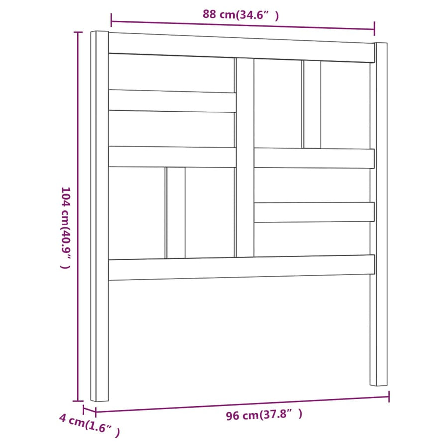 Hoofdbord 96x4x104 cm massief grenenhout wit 96 x 104 cm Wit