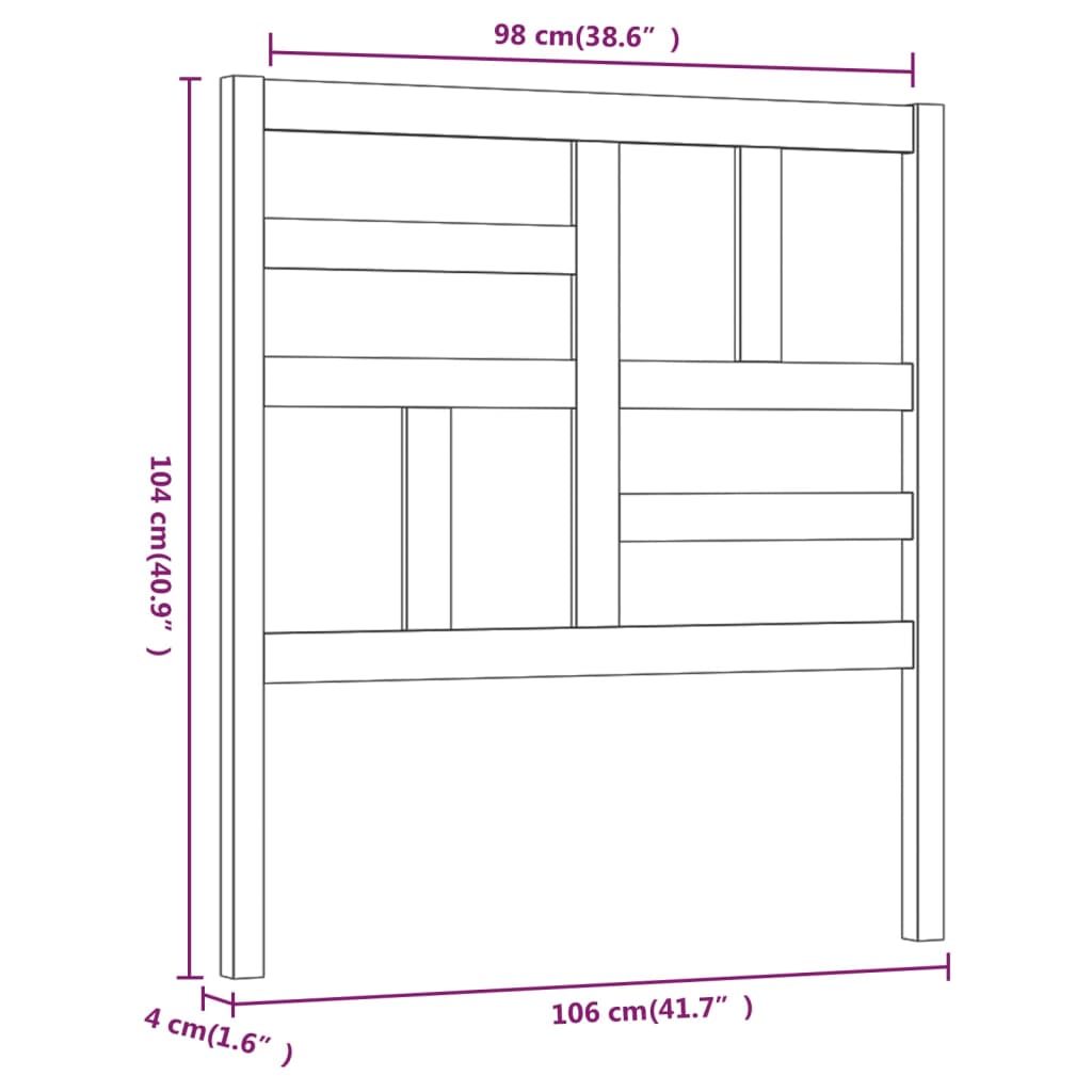 Hoofdbord 106x4x104 cm massief grenenhout 106 x 104 cm Naturel